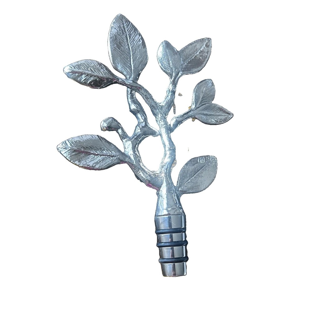 Michael Aram Silver Tone Metal Leaf Wine Bottle Stopper